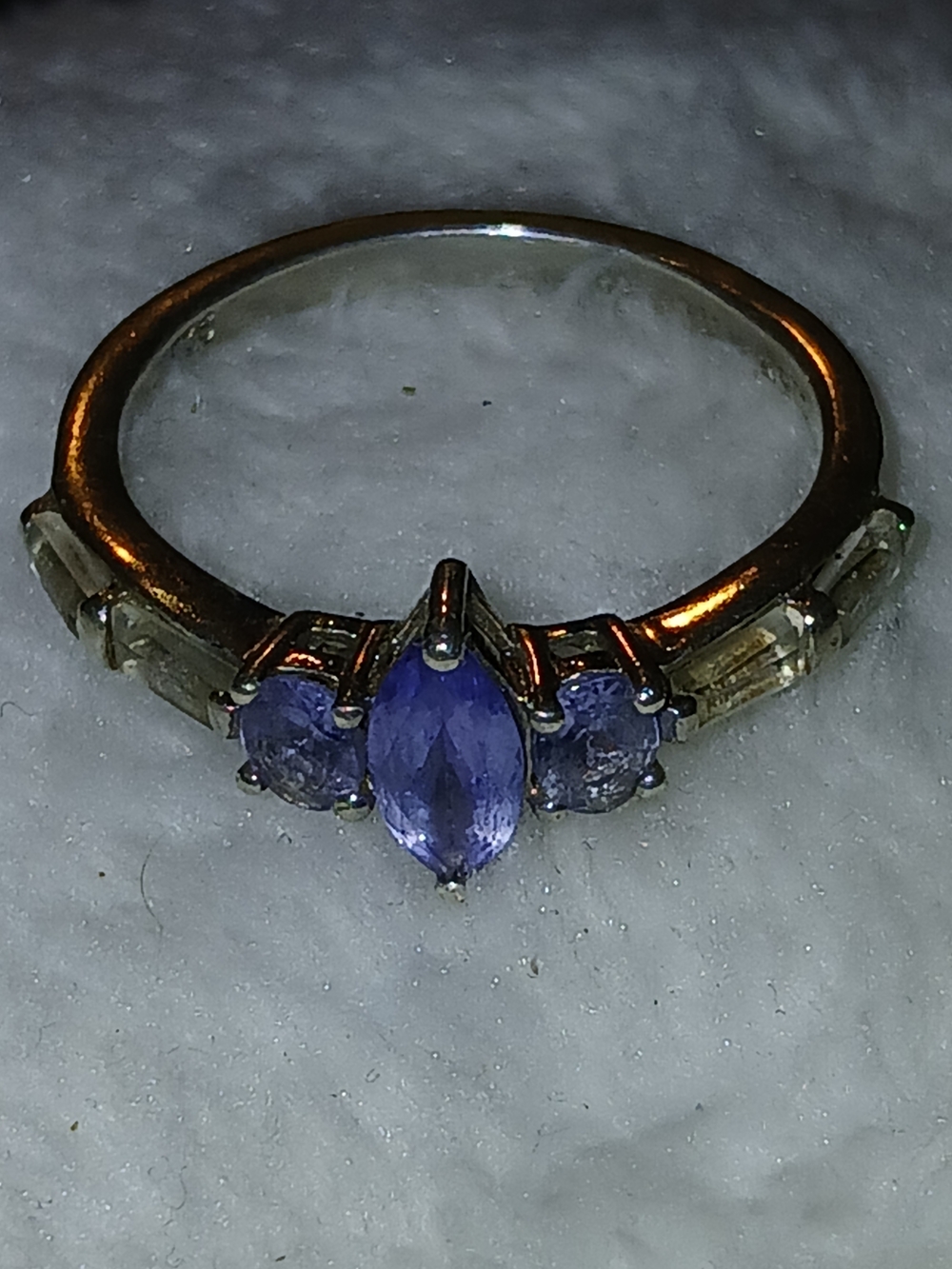S925 Tanzanite Marquise and Diamond Ring